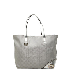 グッチ GGキャンバス ニューブリット トートバッグ ショルダーバッグ 169945 シルバー キャンバス レザー レディース GUCCI 【中古】
