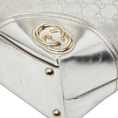 グッチ GGキャンバス ニューブリット トートバッグ ショルダーバッグ 169945 シルバー キャンバス レザー レディース GUCCI 【中古】