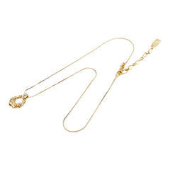 サンローラン ロゴ オープン ドロップ ペンダントネックレス ゴールド メッキ ラインストーン レディース SAINT LAURENT 【中古】