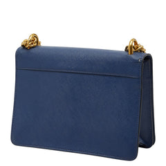 プラダ チェーンショルダーバッグ ブルー サフィアーノレザー レディース PRADA 【中古】