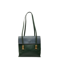 ロエベ ベラスケス ロゴ ハンドバッグ グリーン グレー レザー レディース LOEWE 【中古】