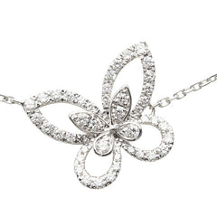 グラフ シルバー Au750 K18WG ホワイトゴールド ダイヤモンド0.35ct バタフライ シルエット&フラワー ダイヤモンド ペンダント ネックレス レディース GRAFF 【中古】