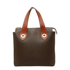 セリーヌ マカダム ロゴ ハンドバッグ ブラウン ゴールド金具 PVC レザー レディース CELINE 【中古】