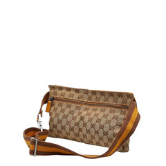 グッチ GGキャンバス ウエストバッグ 28566 ブラウン イエロー キャンバス レザー レディース GUCCI 【中古】