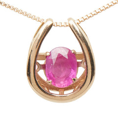 K18PG ピンクゴールド ルビー0.30ct ペンダント ネックレス レディース 【中古】