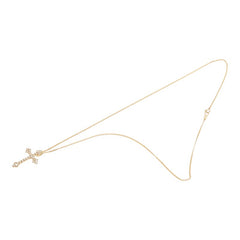 K18YG イエローゴールド ダイヤ1.00ct クロスモチーフ ペンダント ネックレス レディース 【中古】