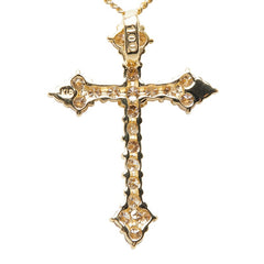 K18YG イエローゴールド ダイヤ1.00ct クロスモチーフ ペンダント ネックレス レディース 【中古】