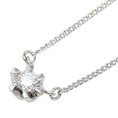 Pt850 プラチナ ダイヤ0.17ct プチネックレス ネックレス レディース 【中古】