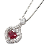 Pt900 プラチナ Pt850 プラチナ ルビー0.39ct ダイヤ0.20ct ハートモチーフ ペンダント ネックレス レディース 【中古】