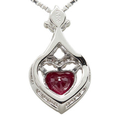 Pt900 プラチナ Pt850 プラチナ ルビー0.39ct ダイヤ0.20ct ハートモチーフ ペンダント ネックレス レディース 【中古】