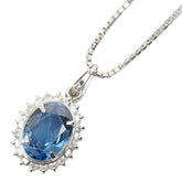 Pt900 プラチナ Pt850 プラチナ サファイア2.40ct ダイヤ0.27ct ペンダント ネックレス レディース 【中古】