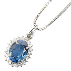 Pt900 プラチナ Pt850 プラチナ サファイア2.40ct ダイヤ0.27ct ペンダント ネックレス レディース 【中古】