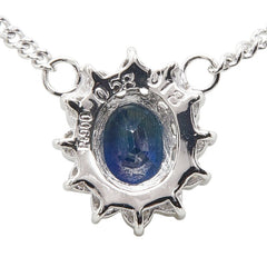 Pt900 プラチナ Pt850 プラチナ サファイア0.58ct ダイヤ0.18ct フラワーモチーフ ペンダント ネックレス レディース 【中古】