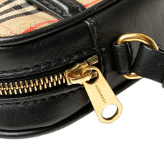 バーバリー ノバチェック ウエストバッグ ボディバッグ ポーチ ベージュ ブラック キャンバス レザー レディース BURBERRY 【中古】