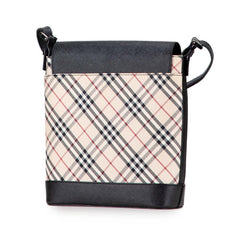 バーバリー ノバチェック 斜め掛け ショルダーバッグ ベージュ ブラック キャンバス レザー レディース BURBERRY 【中古】