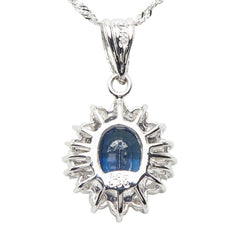 Pt900 プラチナ Pt850 プラチナ サファイア1.00ct ダイヤ0.30ct フラワーモチーフ ペンダント ネックレス レディース 【中古】