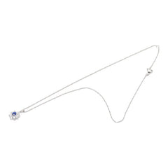 Pt900 プラチナ Pt850 プラチナ サファイア0.53ct ダイヤ0.63ct フラワーモチーフ ペンダント ネックレス レディース 【中古】
