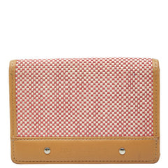 バーバリー ノバチェック カードケース パスケース ベージュ レッド レザー キャンバス レディース BURBERRY 【中古】