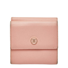 シャネル ココマーク 二つ折り財布 ピンク レザー レディース CHANEL 【中古】