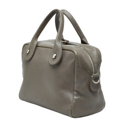 ロンシャン クアドリ ミニボストン ハンドバッグ 斜め掛け ショルダーバッグ 2WAY グレー ベージュ レザー レディース Longchamp 【中古】