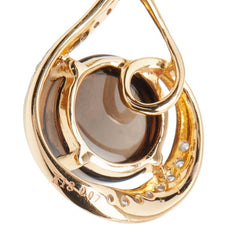 K18PG ピンクゴールド スモーキークオーツ ダイヤ0.14ct ピアス レディース 【中古】
