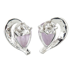 Pt850 プラチナ アメジスト2.32ct ダイヤ0.08ct ハートモチーフ ピアス レディース 【中古】