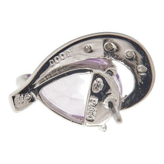 Pt850 プラチナ アメジスト2.32ct ダイヤ0.08ct ハートモチーフ ピアス レディース 【中古】