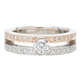 Pt900 プラチナ K18PG ピンクゴールド Pt900ベース/K18コンビ ダイヤ0.447ct ダイヤ0.40ct リング 指輪 レディース 12.5号 【中古】