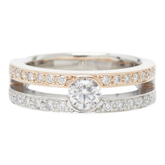 Pt900 プラチナ K18PG ピンクゴールド Pt900ベース/K18コンビ ダイヤ0.447ct ダイヤ0.40ct リング 指輪 レディース 12.5号 【中古】