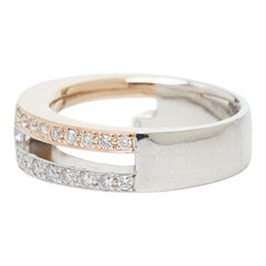 Pt900 プラチナ K18PG ピンクゴールド Pt900ベース/K18コンビ ダイヤ0.447ct ダイヤ0.40ct リング 指輪 レディース 12.5号 【中古】