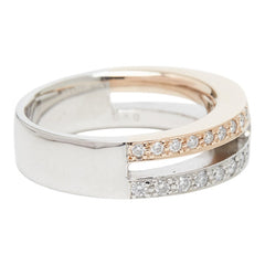Pt900 プラチナ K18PG ピンクゴールド Pt900ベース/K18コンビ ダイヤ0.447ct ダイヤ0.40ct リング 指輪 レディース 12.5号 【中古】
