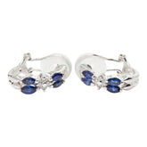 Pt900 プラチナ サファイア ダイヤ0.08ct リングピアス ピアス レディース 【中古】