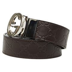 グッチ グッチシマ ベルト リバーシブル サイズ:95/38 473030 ブラウン レザー メンズ GUCCI 【中古】