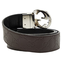 グッチ グッチシマ ベルト リバーシブル サイズ:95/38 473030 ブラウン レザー メンズ GUCCI 【中古】