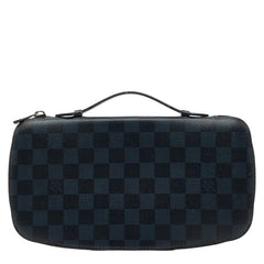 ルイ ヴィトン ダミエ コバルト オーガナイザー アトール ラウンドファスナー 長財布 N63222 ネイビー PVC レザー メンズ LOUIS VUITTON 【中古】