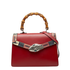 グッチ バンブー リリス コーラルスネーク スモール ハンドバッグ ショルダーバッグ 2WAY 453751 レッド レザー パイソン ビジュー レディース GUCCI 【中古】