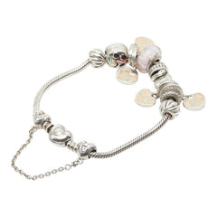 パンドラ ハート ラインストーン ブレスレット シルバー マルチカラー SV925 シルバー レディース PANDORA 【中古】