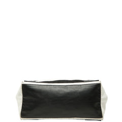 バレンシアガ ネイビーカバスM ハンドバッグ トートバッグ 339936 ホワイト ブラック キャンバス レザー レディース BALENCIAGA 【中古】