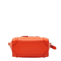 セリーヌ ラゲージ ナノショッパー ハンドバッグ ショルダーバッグ 2WAY オレンジ レザー レディース CELINE 【中古】
