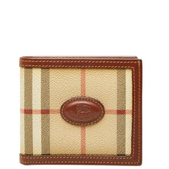 バーバリー ノバチェック 二つ折り財布 ベージュ マルチカラー PVC レザー レディース BURBERRY 【中古】