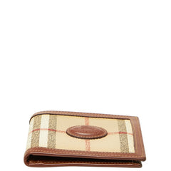バーバリー ノバチェック 二つ折り財布 ベージュ マルチカラー PVC レザー レディース BURBERRY 【中古】