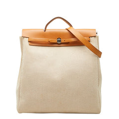 エルメス エールバッグMM トートバッグ ショルダーバッグ 2WAY ベージュ ブラウン トワルGM レザー レディース HERMES 【中古】