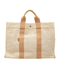 エルメス ニューフールトゥMM ハンドバッグ トートバッグ オレンジ コットン レディース HERMES 【中古】