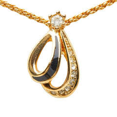 ディオール ネックレス ゴールド ブラック メッキ ラインストーン レディース Dior 【中古】