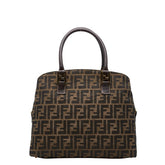フェンディ ズッカ ハンドバッグ ベージュ ブラック キャンバス レディース FENDI 【中古】