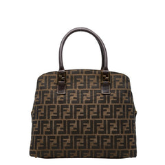 フェンディ ズッカ ハンドバッグ ベージュ ブラック キャンバス レディース FENDI 【中古】