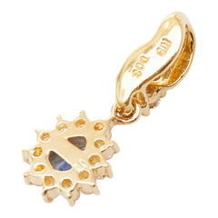 K18YG イエローゴールド サファイア0.06ct ダイヤ0.03ct ペンダントトップ ネックレス レディース 【中古】
