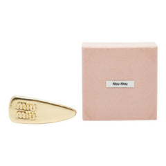 ミュウミュウ ロゴ ヘアクリップ バレッタ ゴールド プラスチック レザー レディース MIUMIU 【中古】