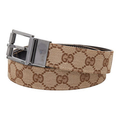 グッチ GGキャンバス ベルト サイズ:85/34 121295 ベージュ ブラウン キャンバス レザー レディース GUCCI 【中古】