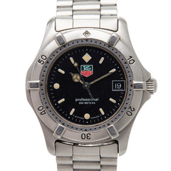 タグホイヤー プロフェッショナル 腕時計 962.013R クオーツ ブラック文字盤 ステンレススチール ユニセックス TAG HEUER 【中古】